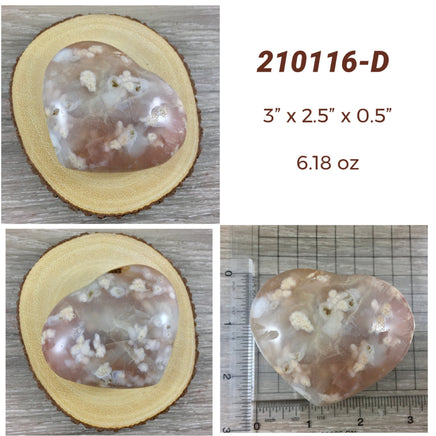 BIG PUFFY Flower Agate Heart -  You Pick - Superb Craftsmanship - Natural, Smooth, Polished - *Self-Growth* - *Motivation* - * Passion*