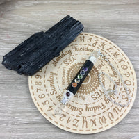 Black Tourmaline Wand Pendulum with 7 chakra Gemstones - PURIFICATION - PROTECTION - Reiki Energy