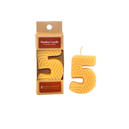 Number Candle - 100% Pure Beeswax Honey - ABSOLUTE BEST! - Handcrafted Western Canada - Bee Friendly - 4 to 5 hours Burn time