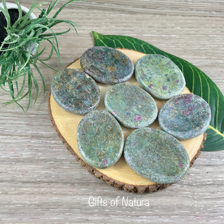 Ruby Zoisite Palm Stone | Worry Stone - Hand Polished, Grooved - *Abundance* - *Love* - *Passion for life* - Reiki Healing