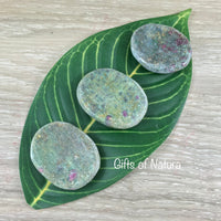 Ruby Zoisite Palm Stone | Worry Stone - Hand Polished, Grooved - *Abundance* - *Love* - *Passion for life* - Reiki Healing