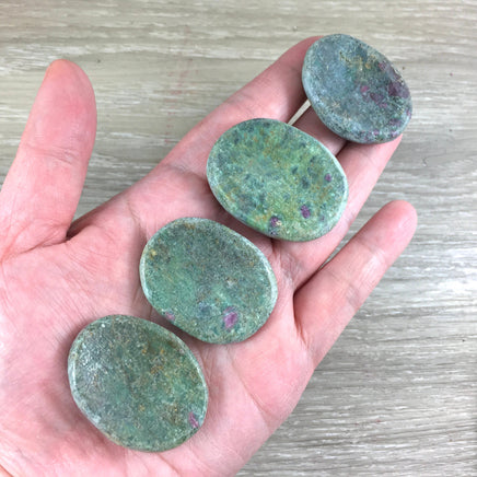 Ruby Zoisite Palm Stone | Worry Stone - Hand Polished, Grooved - *Abundance* - *Love* - *Passion for life* - Reiki Healing