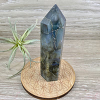 BIG 3.75" Labradorite Obelisk - FLASHY! - Smooth, Polished - *Stone of Magic* - Reiki Healing