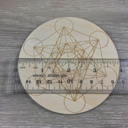 4" Hand Crafted Metatron Cube Crystal Grid / Wood Plaque - Genuine Beech Plywood - *HEALING*