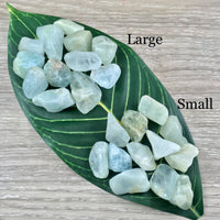 Aquamarine - 2 sizes to Choose - Natural, No Dyes, Tumbled - *Soothing* - *Enhance Communication* - *Truth* - Throat Chakra, Reiki Energy