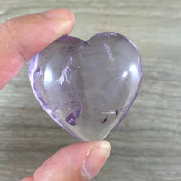 1.5" Light Puffy Amethyst Gemstone Heart - Hand Carved, Polished, Nice inclusions! - "Divine Connection* - *Calming* - Heart Chakra