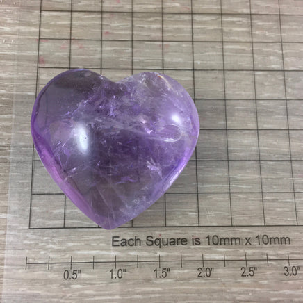 1.5" Light Puffy Amethyst Gemstone Heart - Hand Carved, Polished, Nice inclusions! - "Divine Connection* - *Calming* - Heart Chakra