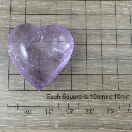 1.5" Light Puffy Amethyst Gemstone Heart - Hand Carved, Polished, Nice inclusions! - "Divine Connection* - *Calming* - Heart Chakra