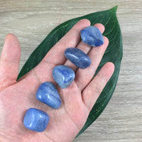 3 Pieces Blue Quartz - Brazilian, Chunky, Tumbled, Smooth - *CALMING* - *MENTAL CLARITY* - *Self-Discipline" - Throat Chakra Crystal