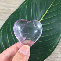 1.5" Light Puffy Amethyst Gemstone Heart - Hand Carved, Polished, Nice inclusions! - "Divine Connection* - *Calming* - Heart Chakra