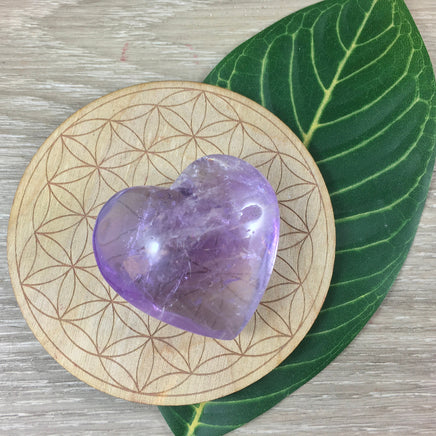 1.5" Light Puffy Amethyst Gemstone Heart - Hand Carved, Polished, Nice inclusions! - "Divine Connection* - *Calming* - Heart Chakra