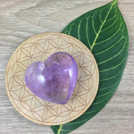 1.5" Light Puffy Amethyst Gemstone Heart - Hand Carved, Polished, Nice inclusions! - "Divine Connection* - *Calming* - Heart Chakra