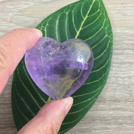 1.5" Light Puffy Amethyst Gemstone Heart - Hand Carved, Polished, Nice inclusions! - "Divine Connection* - *Calming* - Heart Chakra
