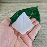 Natural Polished Selenite Crystal Pyramids with LED Coloring Changing Display Options