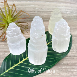 Selenite Mini Tower - Natural, Hand Carved - *SPIRIT GUIDES & ANGELS*, *Communication with Higher Self*, *Spiritual Activation*