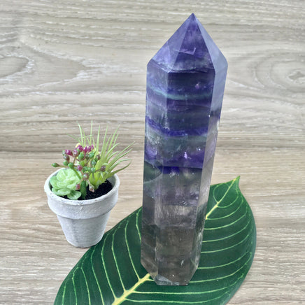 BIG!  6" Rainbow Fluorite Obelisk - Tall , Beautiful- Polished, Grid Crystal - *Mental Enhancement & Clarity* - *Decision-Making*