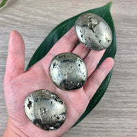 BIG GORGEOUS Pyrite Palmstones - Nice, Thick, Polished, Shiny! - *Vitality* - *Creativity* - *Confidence* - *Will Power* - Reiki Energy