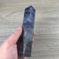 BIG!  6" Rainbow Fluorite Obelisk - Tall , Beautiful- Polished, Grid Crystal - *Mental Enhancement & Clarity* - *Decision-Making*