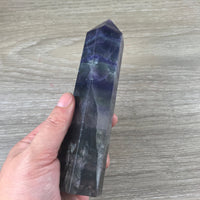 BIG!  6" Rainbow Fluorite Obelisk - Tall , Beautiful- Polished, Grid Crystal - *Mental Enhancement & Clarity* - *Decision-Making*