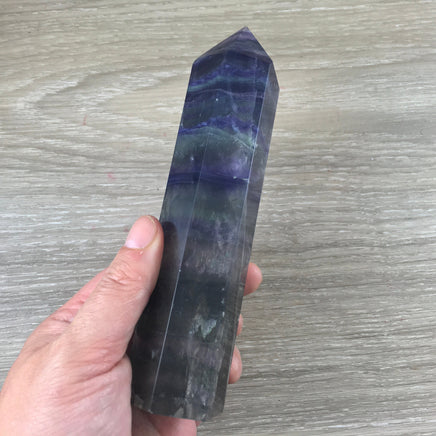 BIG!  6" Rainbow Fluorite Obelisk - Tall , Beautiful- Polished, Grid Crystal - *Mental Enhancement & Clarity* - *Decision-Making*