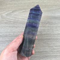 BIG!  6" Rainbow Fluorite Obelisk - Tall , Beautiful- Polished, Grid Crystal - *Mental Enhancement & Clarity* - *Decision-Making*