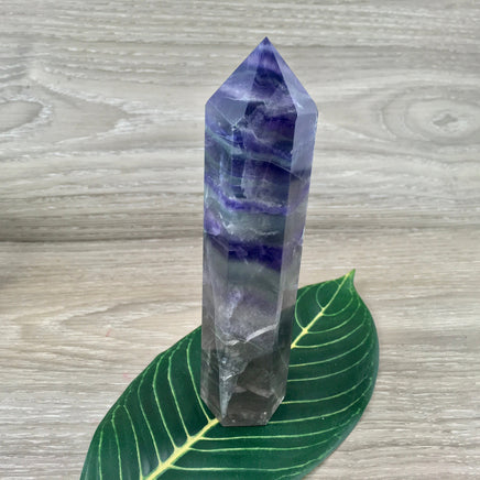 BIG!  6" Rainbow Fluorite Obelisk - Tall , Beautiful- Polished, Grid Crystal - *Mental Enhancement & Clarity* - *Decision-Making*