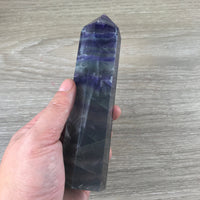 BIG!  6" Rainbow Fluorite Obelisk - Tall , Beautiful- Polished, Grid Crystal - *Mental Enhancement & Clarity* - *Decision-Making*