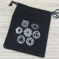 4.5 inch - Deluxe Black Velvet Bags - Flower of Life, Triple Moon, Chakra - Crystal Storage Bags - Gift Bags - 4.5 inch x 4 inch
