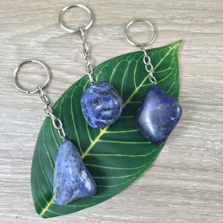 Sodalite Key Chains - Tumbled, Natural, Smooth, Polished - *INSIGHT* - *COMMUNICATION* - Throat Chakra, Reiki Healing