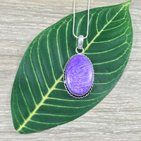 Lilac Stone Pendant - BONUS CHAIN! - Silver Plated -  Hand Polished - *Purging Inner Negativity*, *Revealing One's Path of Service*