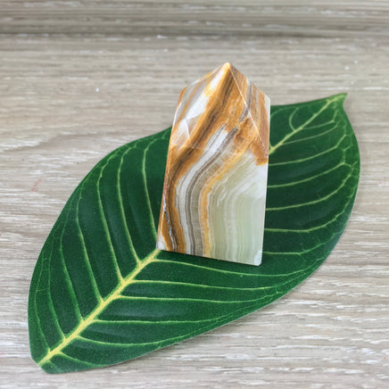 Unique Rainbow Onyx Obelisk - 4 sides - 2.25" High - Natural, No dyes. Beautifully Banded - *Stone of INNER STRENGTH* - *Mental Focus* -