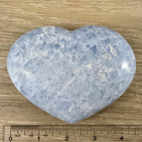 BIG 3.75" Blue Calcite Heart (14oz+) - Hand Polished, Natural, No Dyes - *Soothing* - *Astral Travel* - *Communication* - Throat Chakra