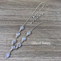 28.30 cts Rainbow Moonstone Necklace - 925 Solid Sterling Silver - Gorgeous Flashes! - *MYSTERY* - *SELF-DISCOVERY* - *Intuition*