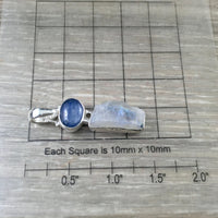 11.07cts Rainbow Moonstone & Blue Kyanite Pendant - 925 Solid Sterling Silver - Gorgeous Flash! - *MYSTERY* - *SELF-DISCOVERY* - *Intuition*