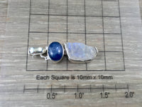 9.86cts Rainbow Moonstone & Blue Kyanite Pendant - 925 Solid Sterling Silver - Gorgeous Flash! - *MYSTERY* - *SELF-DISCOVERY* - *Intuition*