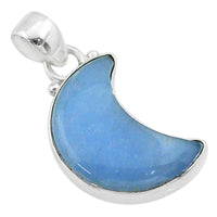 8.87cts Genuine Angelite Moon Pendant - 925 Sterling Silver - Bonus Chain!  *Angelic Communication*, *Serenity*, *Expanded Self Awareness*