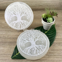 Tree of Life Selenite Crystals Charging | Display Plate - Smooth, Polished - "Spiritual Activation" - Reiki Healing