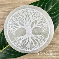 Tree of Life Selenite Crystals Charging | Display Plate - Smooth, Polished - "Spiritual Activation" - Reiki Healing