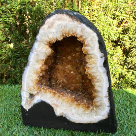 9.75" High Citrine Cathedral - Gorgeous!  Nice Shape, Sparkling Crystals, Beautiful Border - *Personal Will* - *Abundance* - *Manifestation*