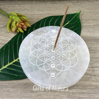 Selenite Incense Holder | Crystals Charging / Display Plate - 3 Designs - Smooth, Polished - "Spiritual Activation" - Reiki Healing