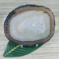 BIG 5" Agate Geode Slice with Druzy - EXACT PIECE - Natural, Polished, Smooth - Reiki Energy