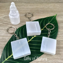 Selenite Keychain - Unpolished, Raw - *SPIRIT GUIDES & ANGELS*, *Communication with Higher Self*, *Spiritual Activation*