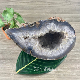 BIG  7" Agate Geode - 3 lbs+ Lovely Crystallized Quartz - Rough, Natural, No Dyes - Excellent Quality! - Reiki Energy