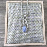 11cts 925 Sterling Silver - Blue Lace Agate Pendant - Bonus Chain! - Natural, No Dyes - *COMMUNICATION* - *CONFIDENCE* - *CLARITY*