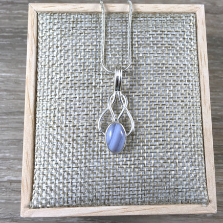 11cts 925 Sterling Silver - Blue Lace Agate Pendant - Bonus Chain! - Natural, No Dyes - *COMMUNICATION* - *CONFIDENCE* - *CLARITY*