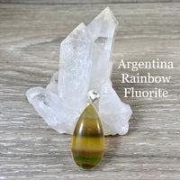 Argentina Rainbow Fluorite Pendant on 925 Sterling Silver - Bonus Chain! - *Mental Enhancement & Clarity*