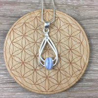 18.5cts 925 Sterling Silver - Blue Lace Agate Pendant - Bonus Chain! - Natural, No Dyes - *COMMUNICATION* - *CONFIDENCE* - *CLARITY*