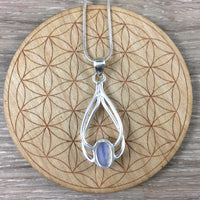 18.5cts 925 Sterling Silver - Blue Lace Agate Pendant - Bonus Chain! - Natural, No Dyes - *COMMUNICATION* - *CONFIDENCE* - *CLARITY*