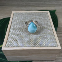 35.5cts Genuine Larimar RIng - Size 6 - 925 Solid Sterling Silver - *Calming* - *Cooling* - *Soothing to Emotional Body*