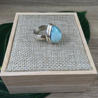 35.5cts Genuine Larimar RIng - Size 6 - 925 Solid Sterling Silver - *Calming* - *Cooling* - *Soothing to Emotional Body*